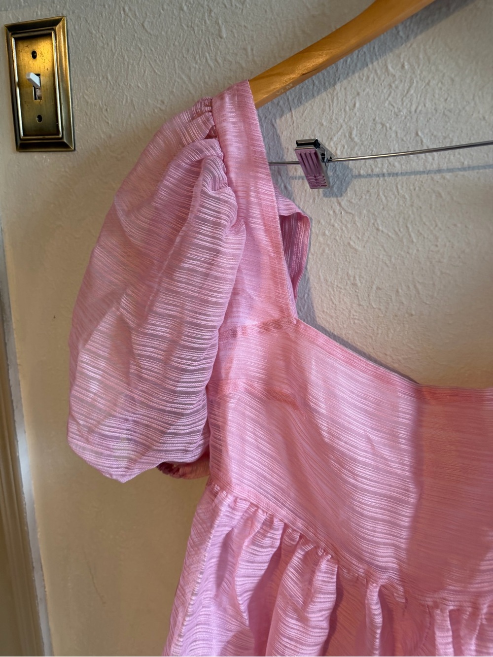 Bhldn x Free people Pink Square-Neck Puff Sleeve Mini Dress - Picture 3 of 6